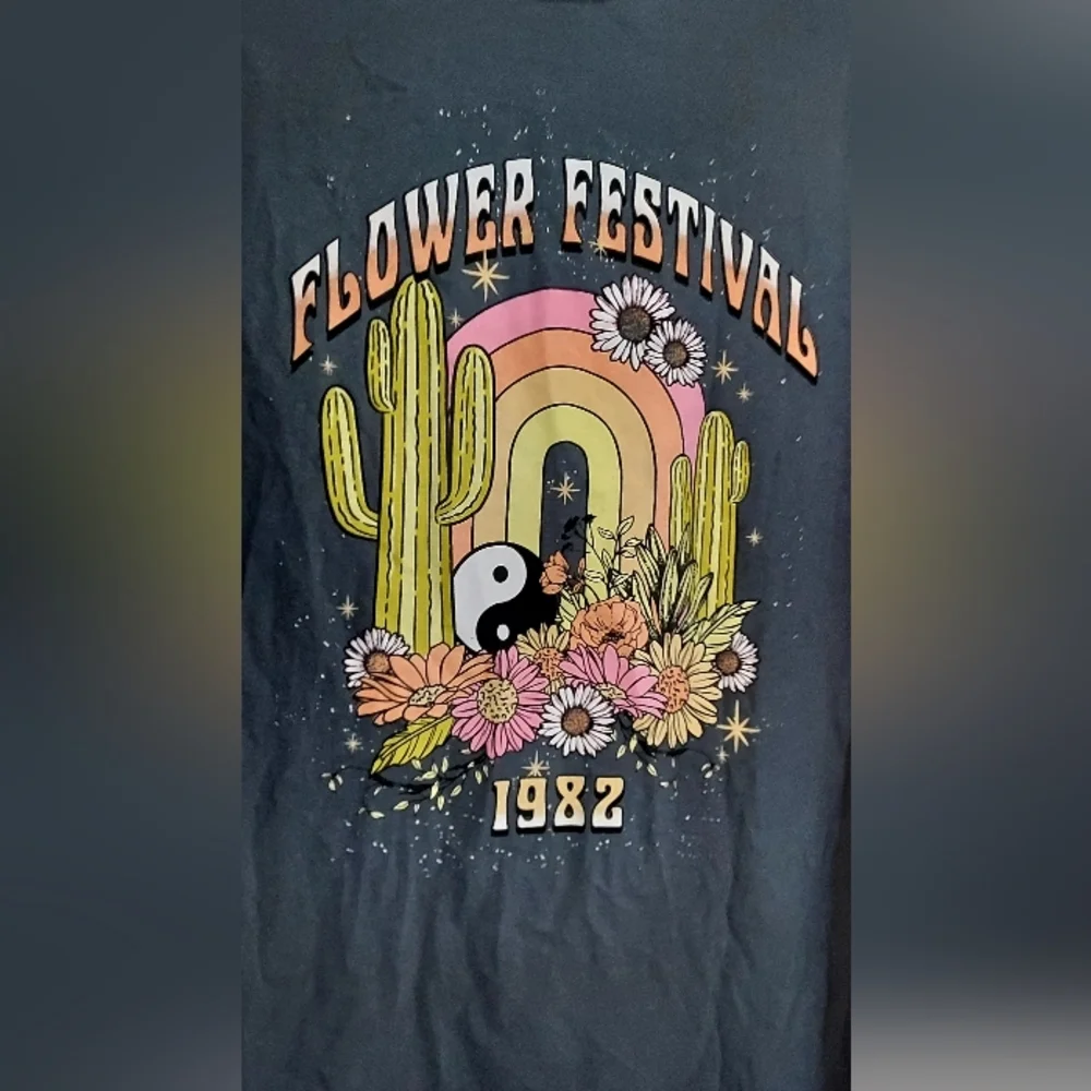 Rebellious One Graphic Tee with Floral Design - Picture 4 of 4